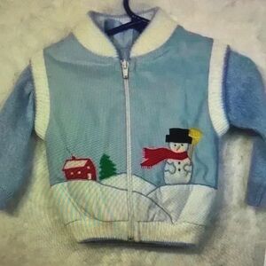 Kids Blue Snowman Sweater